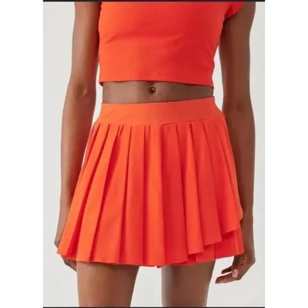 [Outdoor Voices] Orange Red Doubles Pleated Tennis Skirt Pickleball Workout XL